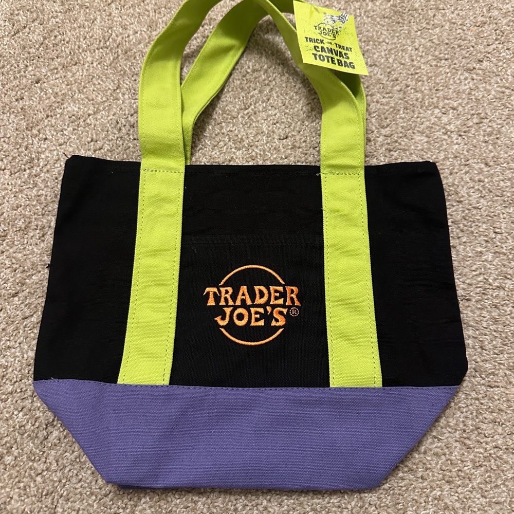 Trader Joe's Canvas Tote Bag - Black, Green, Purple - Halloween Version 2025